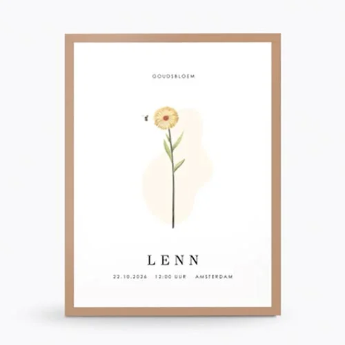 geboorteposter geboortebloem oktober