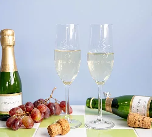 champagneglas gegraveerd