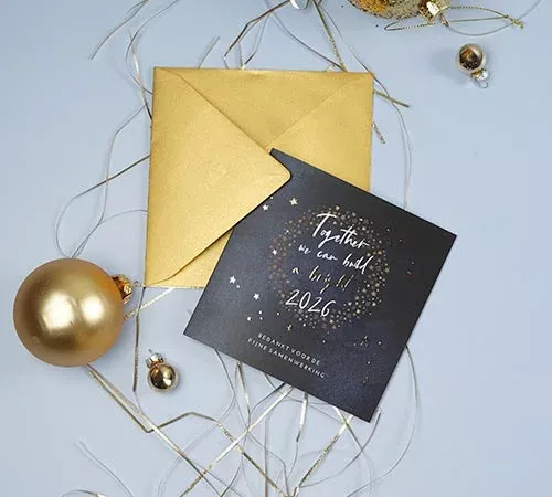 zakelijke kerstkaart met goudfolie