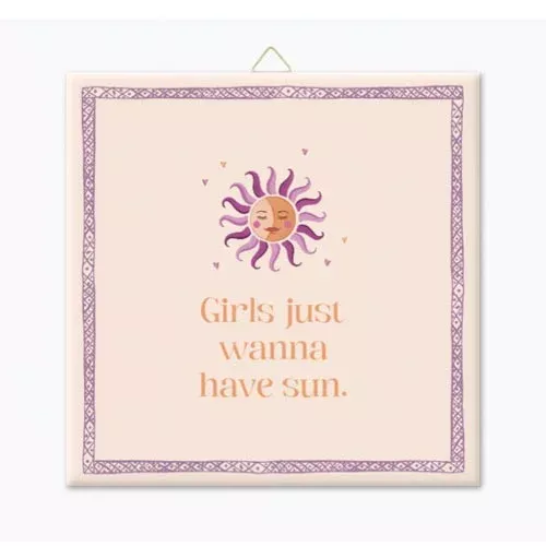 tegeltje zon lila en oranje
