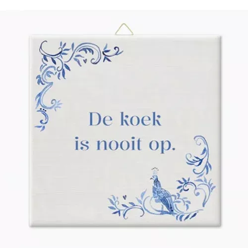 tegeltje delfst blauw met tekst