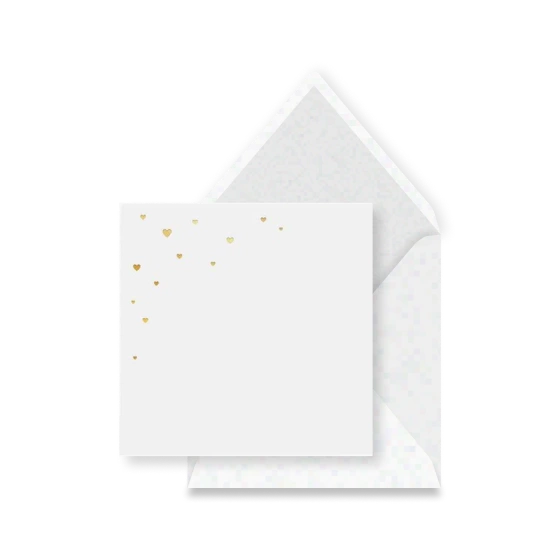 witte envelop met goudfolie hartjes