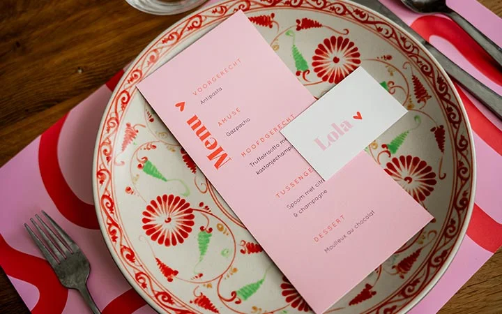 drukwerk voor bruiloftsdiner